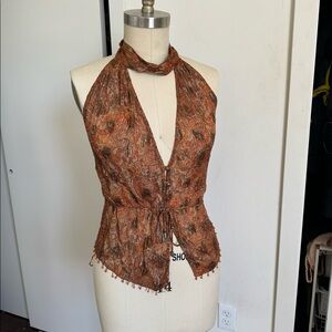 Brown parsley beaded  Zara top L/XL